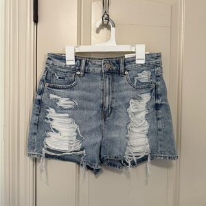 American Eagle Outfitters Light Blue Distressed Jean Shorts